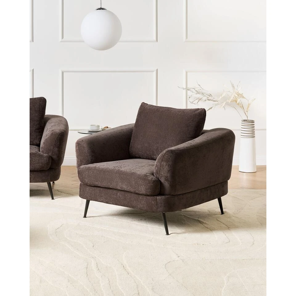 KJAER - Fauteuil - Donkerbruin - Chenille 4 KJAER - Fauteuil - Donkerbruin - Chenille - Afbeelding 2