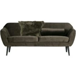 WOOOD Rocco 2-Zits Bank - Velvet - Warm Groen - 75x187x82 -LeenBakker Winkel fd9be8fb197b4f02a0c811fe6b9afe11