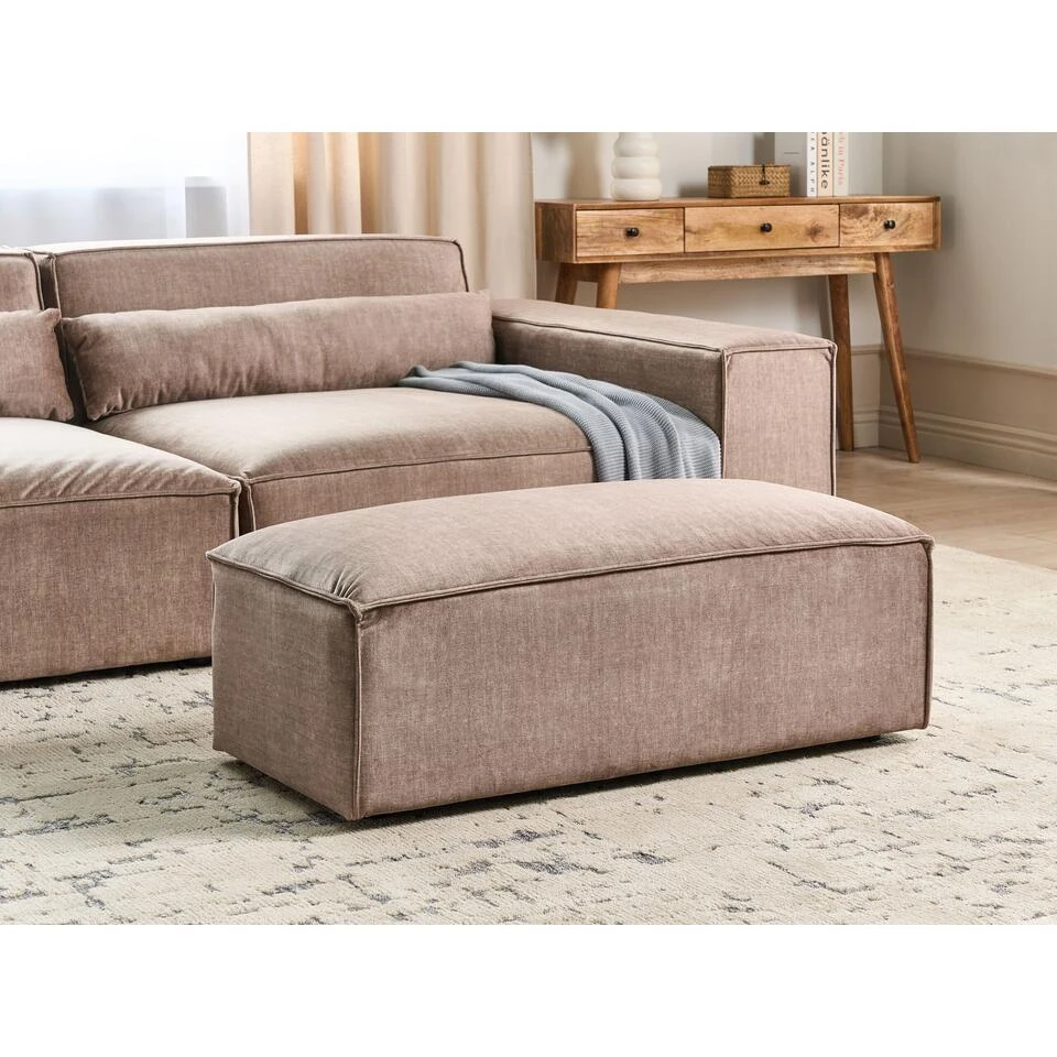 HELLNAR - Ottomaan - Beige - Polyester 4 HELLNAR - Ottomaan - Beige - Polyester - Afbeelding 2