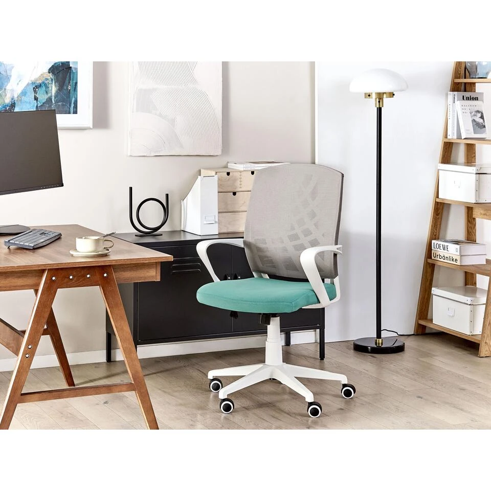 Beliani Bureaustoel BONNY - Grijs Polyester 4 Beliani Bureaustoel BONNY - Grijs Polyester - Afbeelding 2