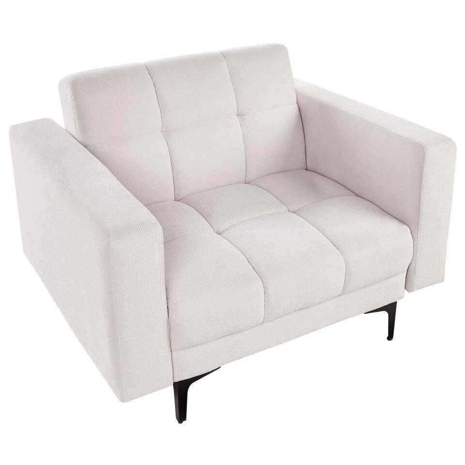 ALNES - Fauteuil - Gebroken Wit - Polyester 10 ALNES - Fauteuil - Gebroken Wit - Polyester - Afbeelding 8