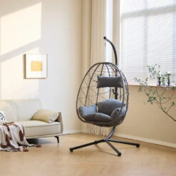 Hangstoel Van Rotan En Metaal In Zwart -LeenBakker Winkel fede8df6582942678140322a168a05af