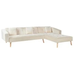 VADSO - Hoekslaapbank - Lichtbeige - Linkszijdig - Fluweel -LeenBakker Winkel feee18b9c2eb4852b2d647ebec19d08b