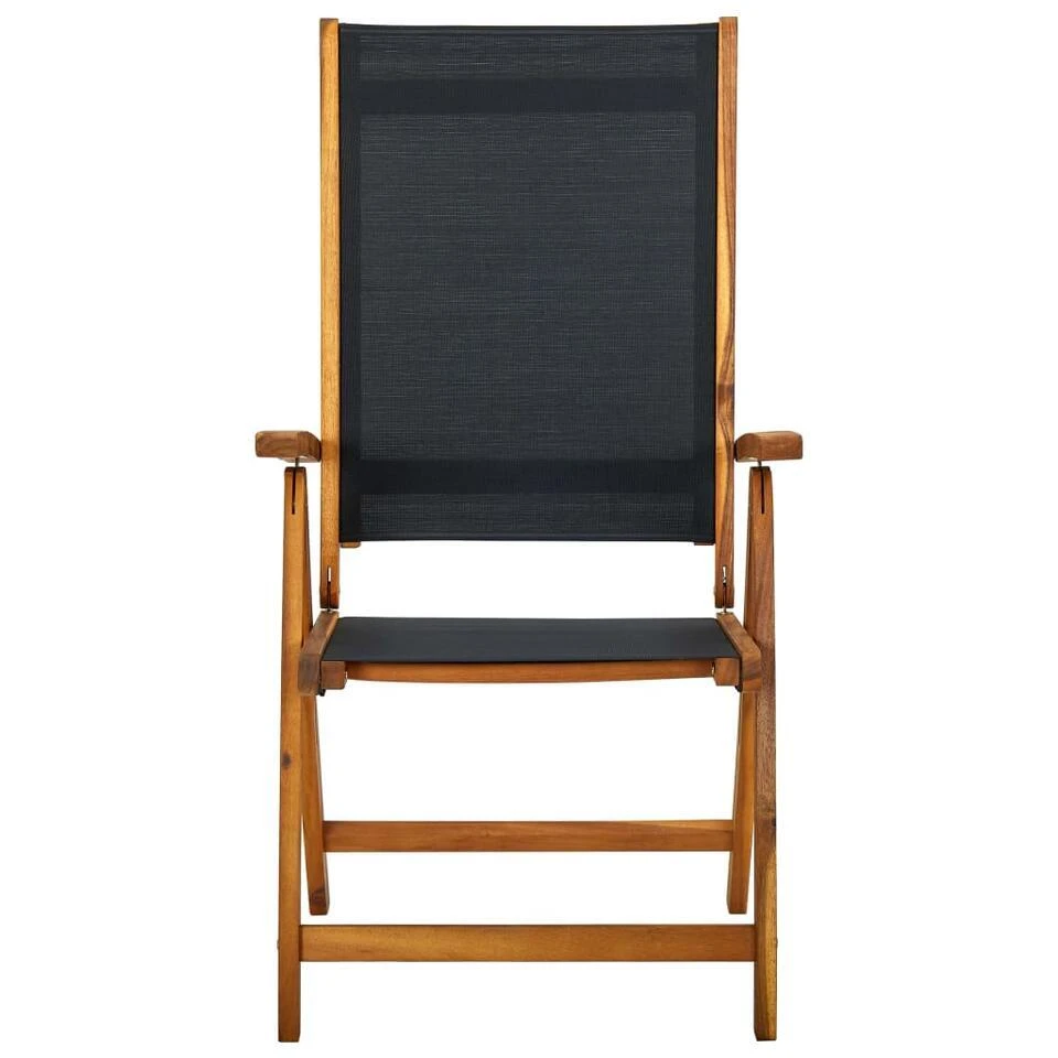 VidaXL - Tuinstoelen - Bruin - Acaciahout En Textileen - 4 Stuks - Inklapbaar 5 VidaXL - Tuinstoelen - Bruin - Acaciahout En Textileen - 4 Stuks - Inklapbaar - Afbeelding 3